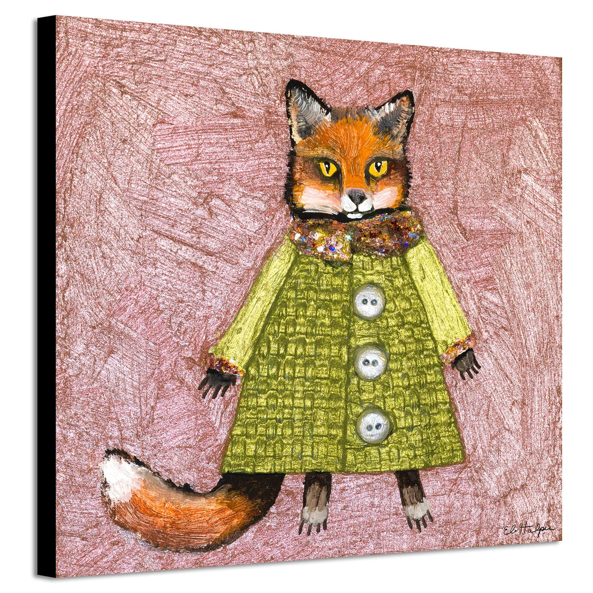 Foxy Winter Coat 8x8 Canvas Print by Eli Halpin
