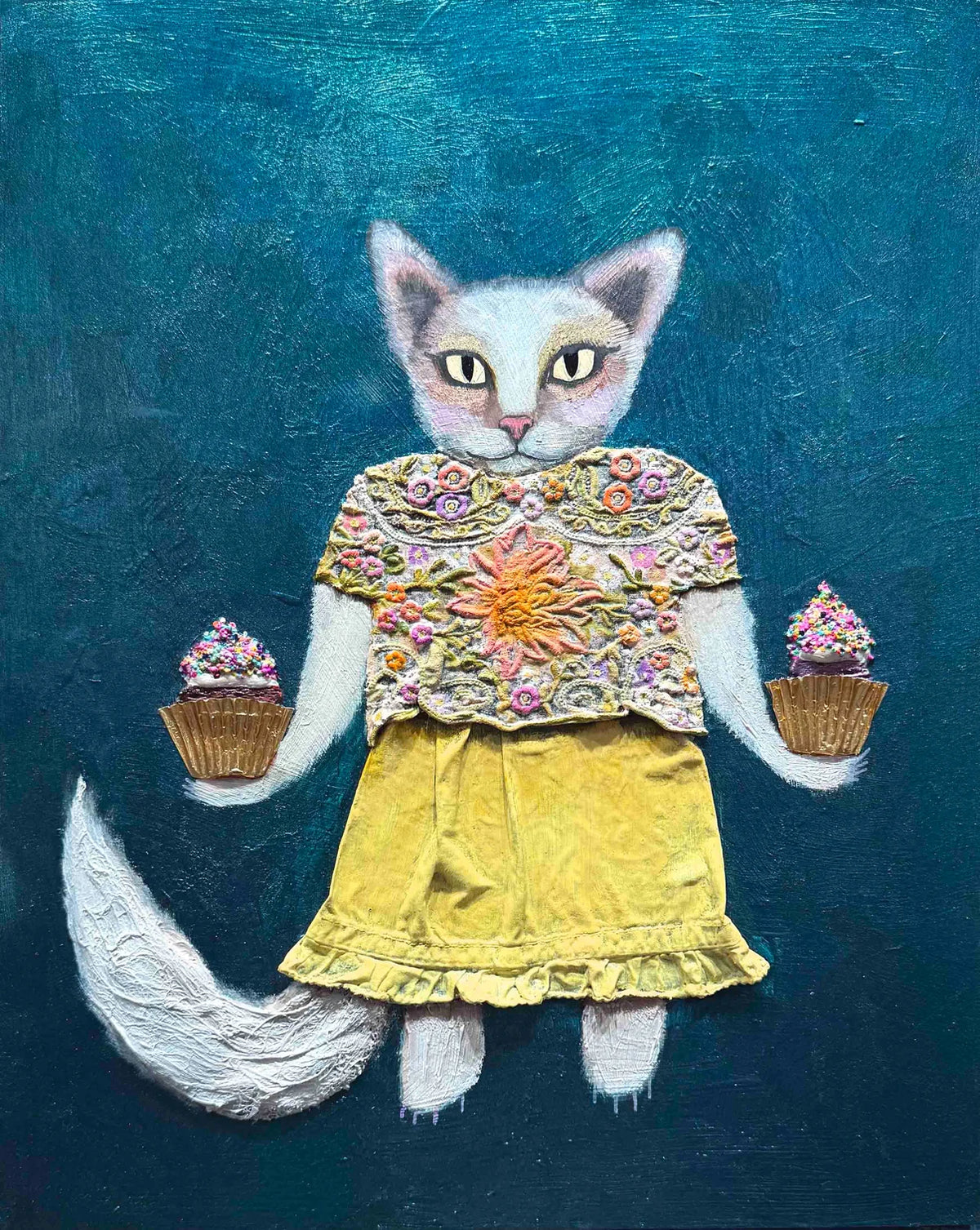 "Kitty Cupcakes" 11in x 14in Original Oil Painting By Eli Halpin