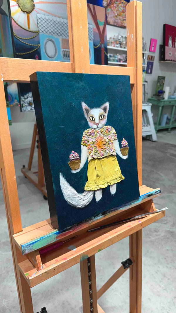 "Kitty Cupcakes" 11in x 14in Original Oil Painting By Eli Halpin