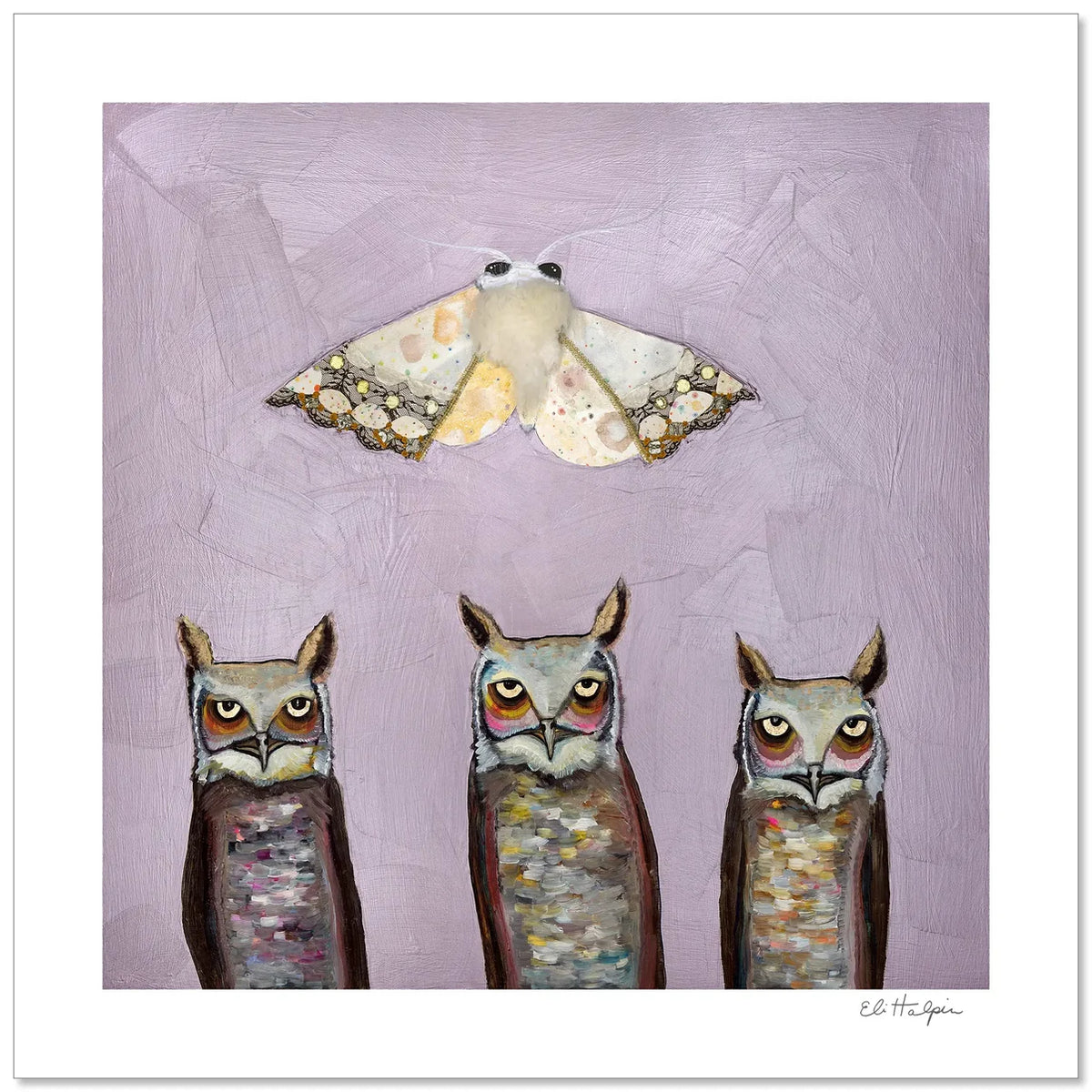 Eli Halpin Moth and Owls Signed Print
