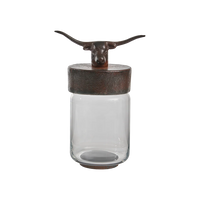 Jan Barboglio Nueces Canister w/Longhorn Head on Lid