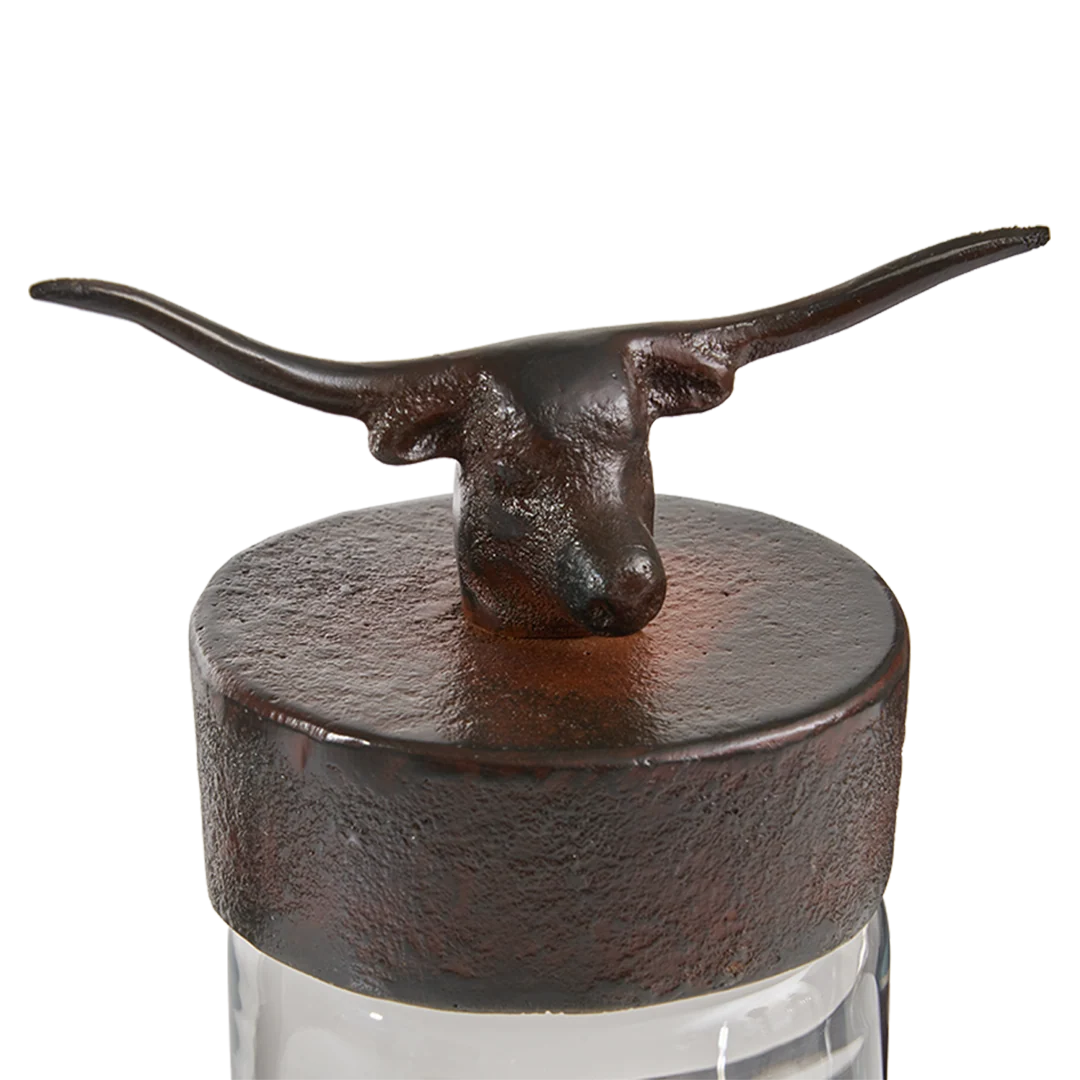Jan Barboglio Nueces Canister w/Longhorn Head on Lid
