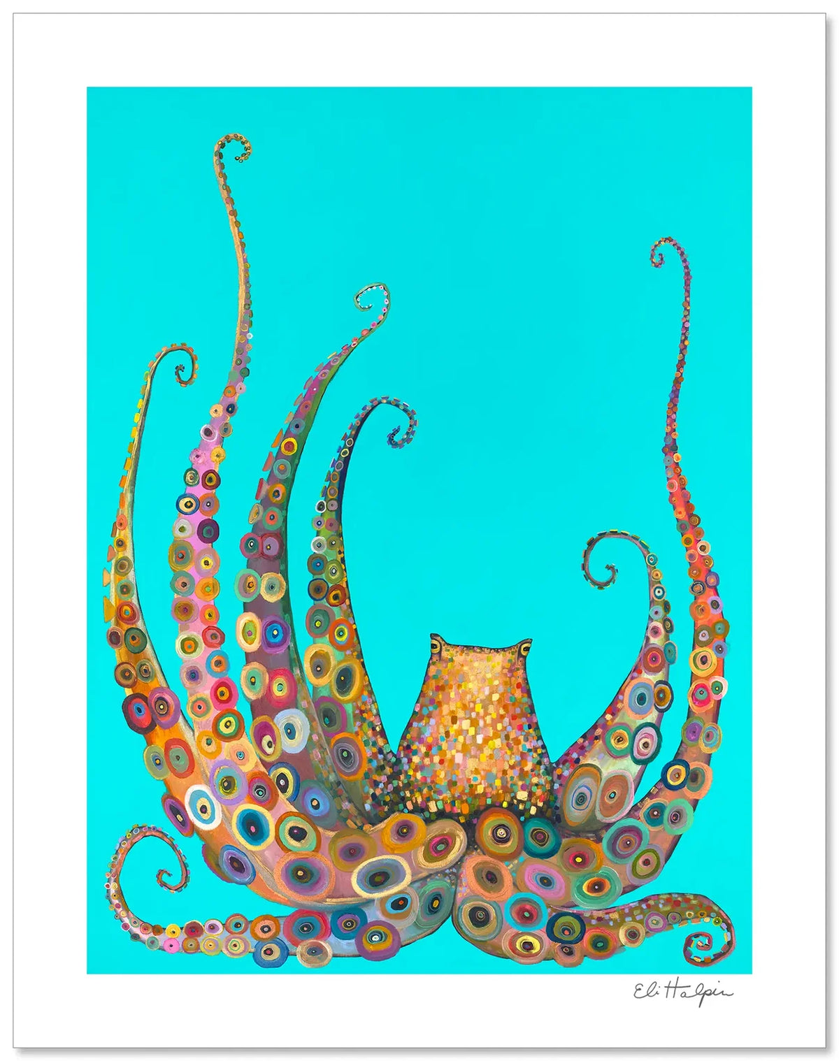 Eli Halpin Blue Octopus Signed Print