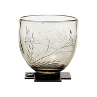 Jan Barboglio Pepita Cruz Goblet w/etched glass & Iron Cross Base