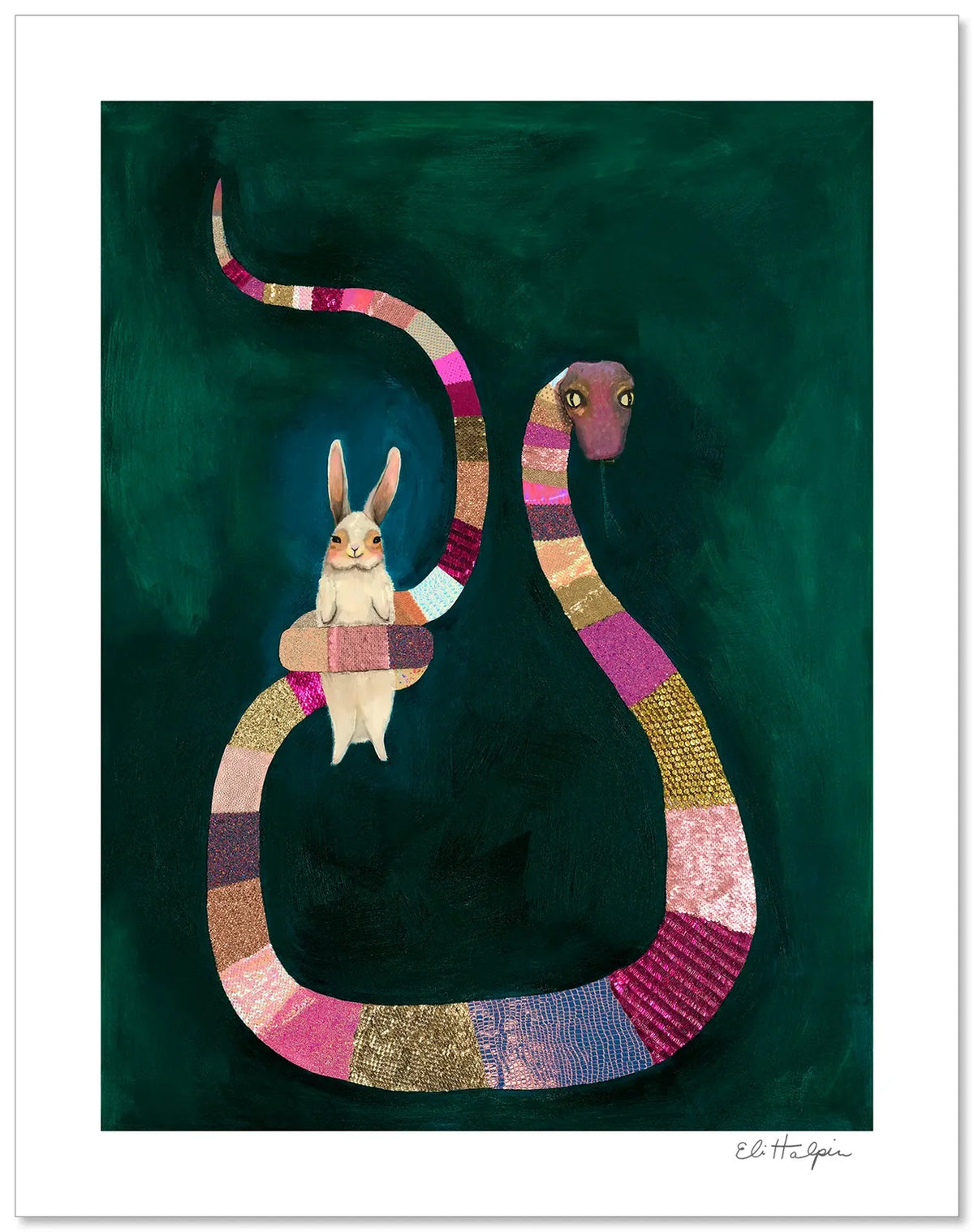 Eli Halpin Pink Snake Signed Print