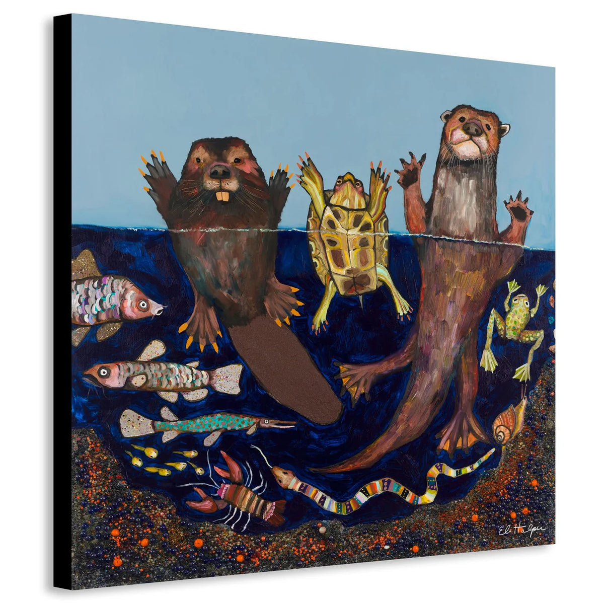 Eli Halpin Turtle Rescue Canvas Print 8x8