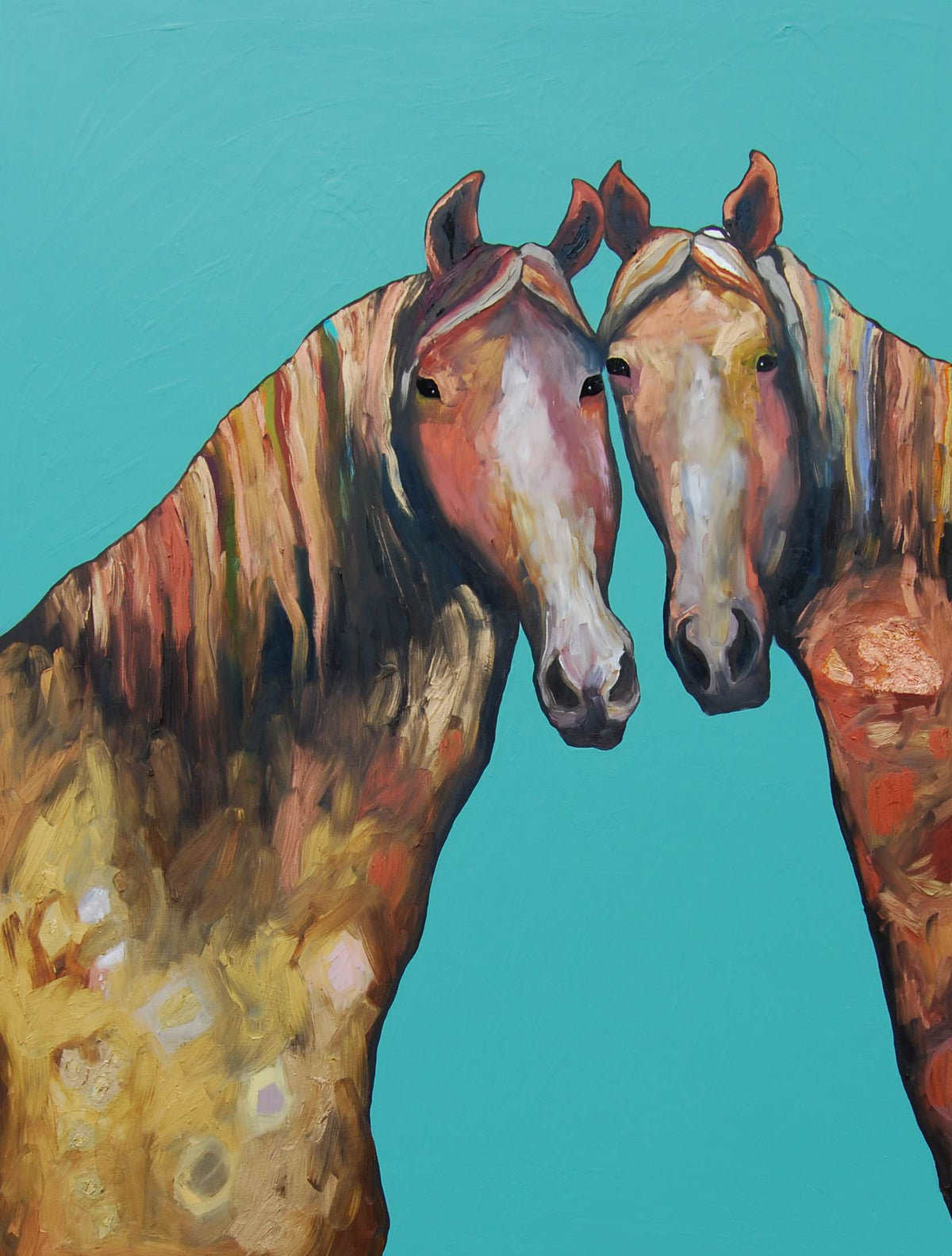 "Turquoise Horses" 32in x 42.75in Original Eli Halpin Painting