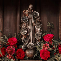 Jan Barboglio Virgen Con Flores on Balin Base & Zinc Finish Flowers