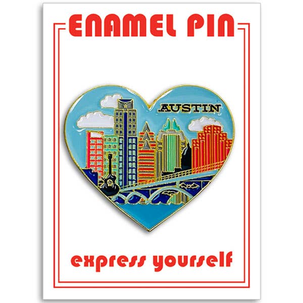 Austin Skyline Texas Heart Pin