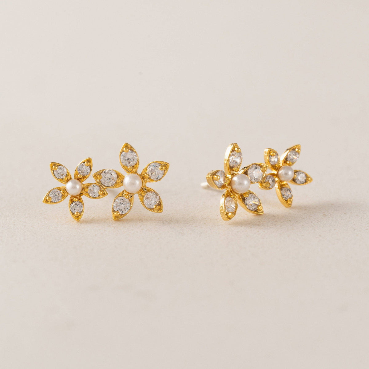Lily Climber Earrings | CZ Climber Earrings | Floral Climber