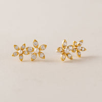 Lily Climber Earrings | CZ Climber Earrings | Floral Climber