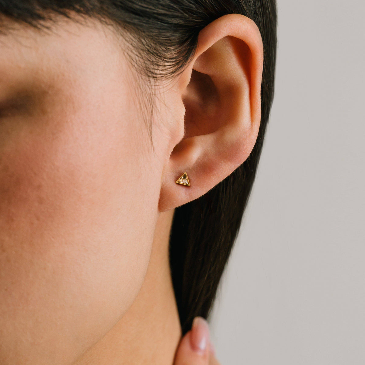 Sail Triangle CZ Stud Earrings | Gold Studs | Cubic Zirconia