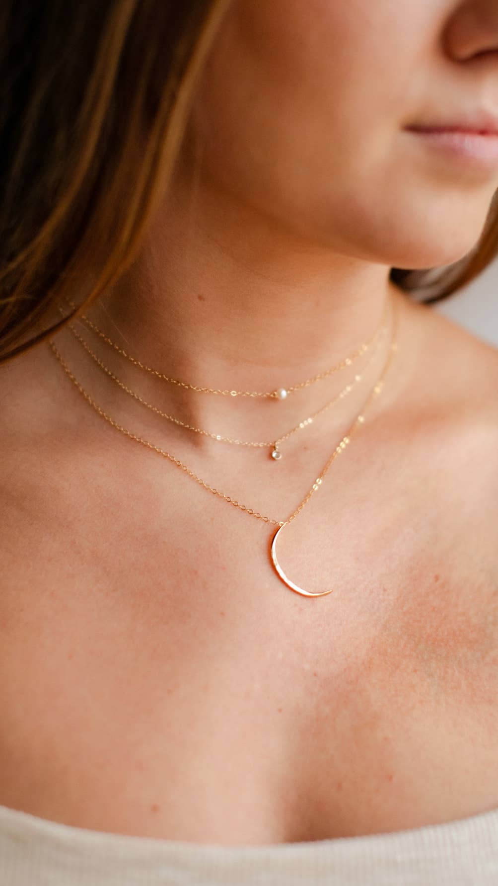 Mini Moon Pendant | 14kt Gold Fill + Sterling Silver