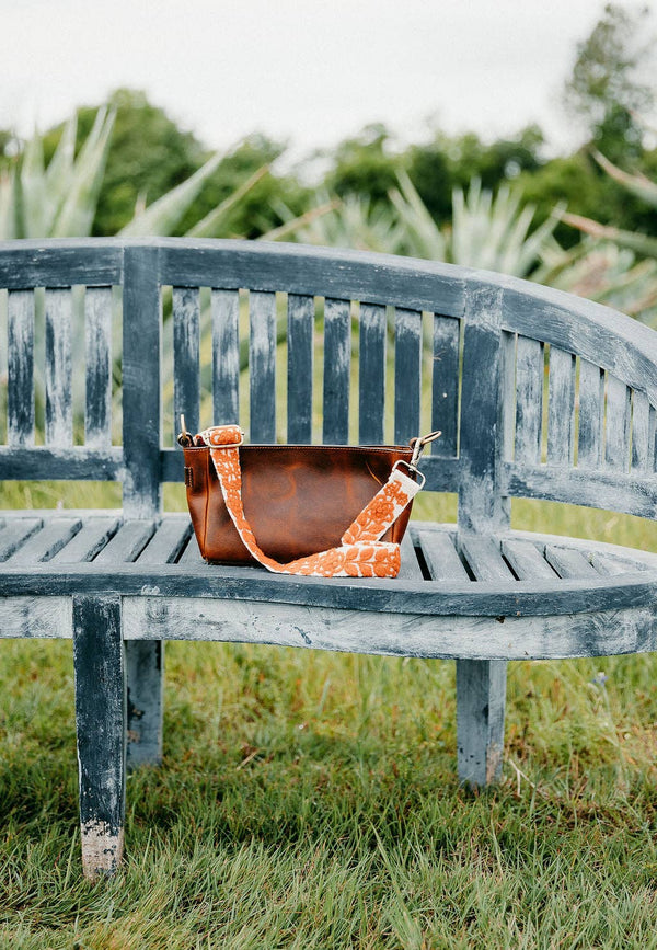 White and Burnt Orange Adjustable Strap