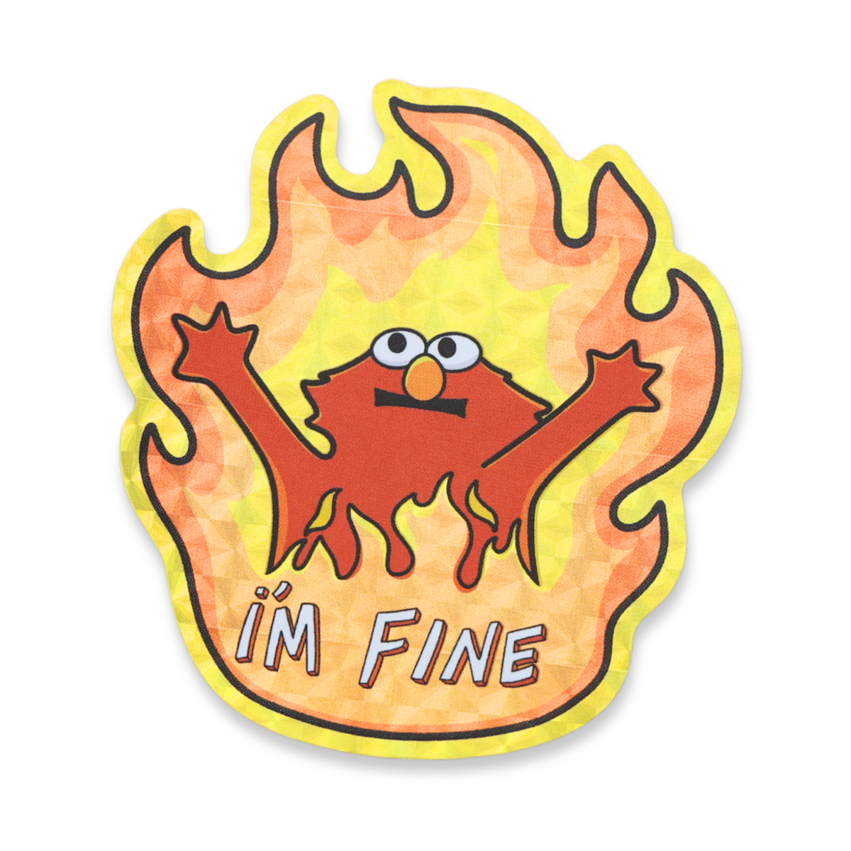 Emo Puppet On Fire I'm Fine | Funny Glitter Shiny Sticker