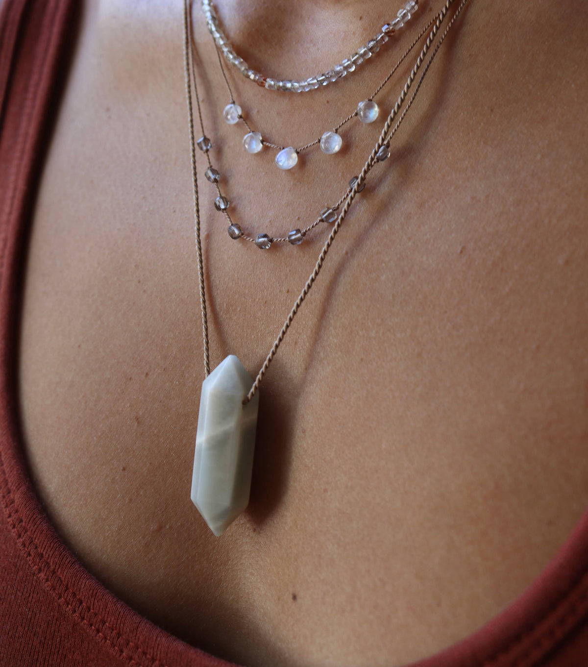 VIBE NECKLACE | ICE OBSIDIAN 9 STONE