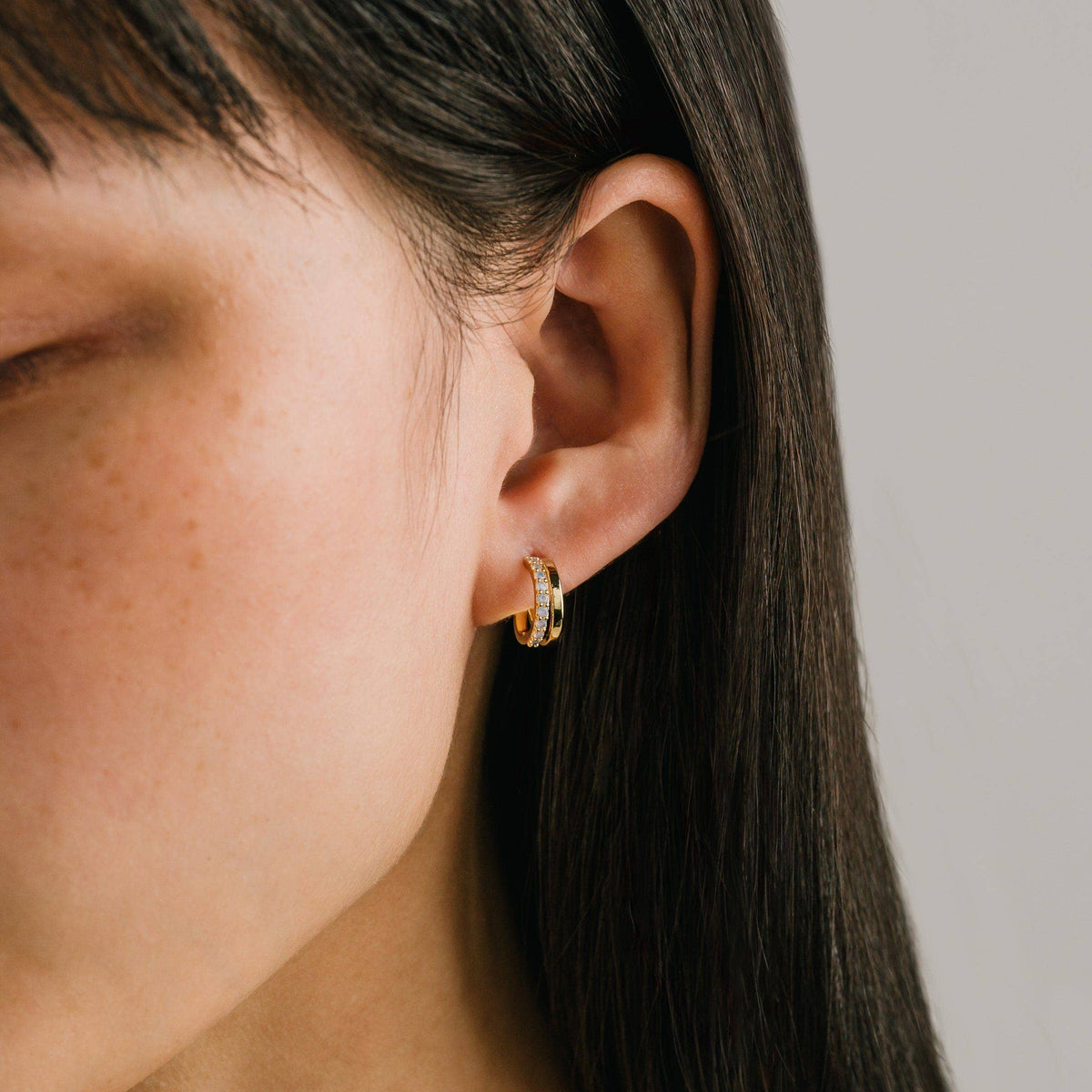 Dewdrop Hoop Earrings | Cubic Zirconia | Gold-Plated Brass