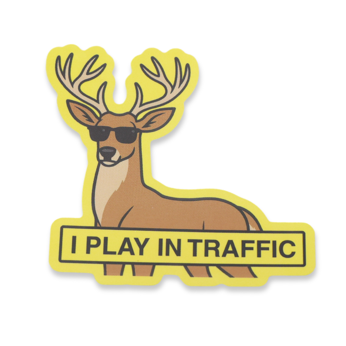 I Play In Traffic Whitetail Deer Funny Vinyl Sticker