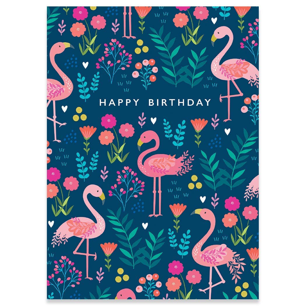 FLAMINGOS BIRTHDAY GREETING CARD 4.5 x 6.25"