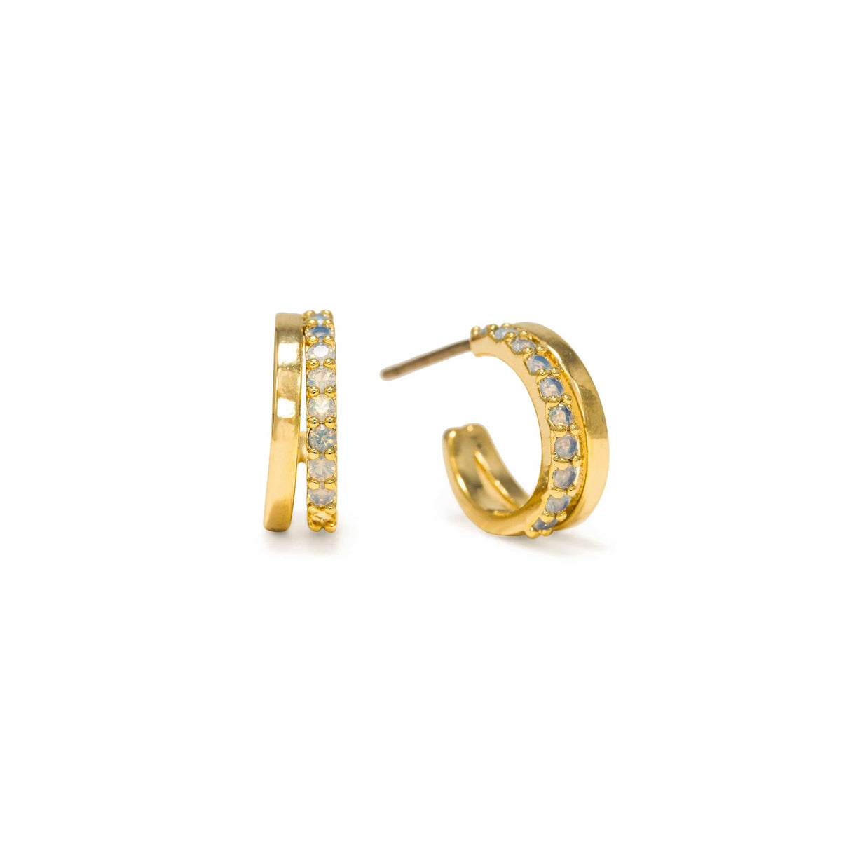Dewdrop Hoop Earrings | Cubic Zirconia | Gold-Plated Brass
