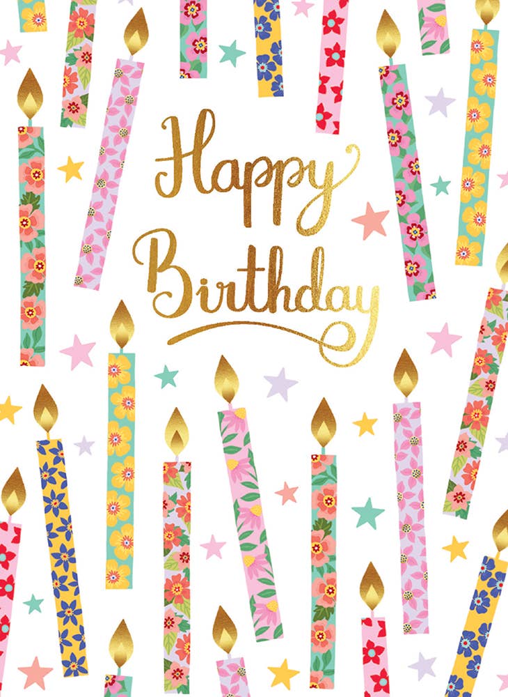 FLORAL CANDLES BIRTHDAY GREETING CARD 4.5 x 6.28