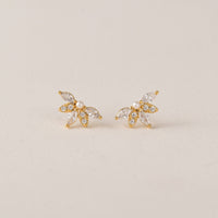 Harlowe Stud Earrings | Cubic Zirconia Studs | Pearl Accent