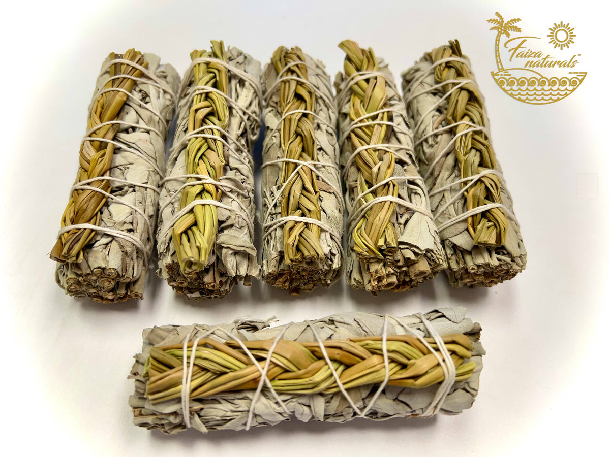 Braided Sweetgrass with White Sage Bundle