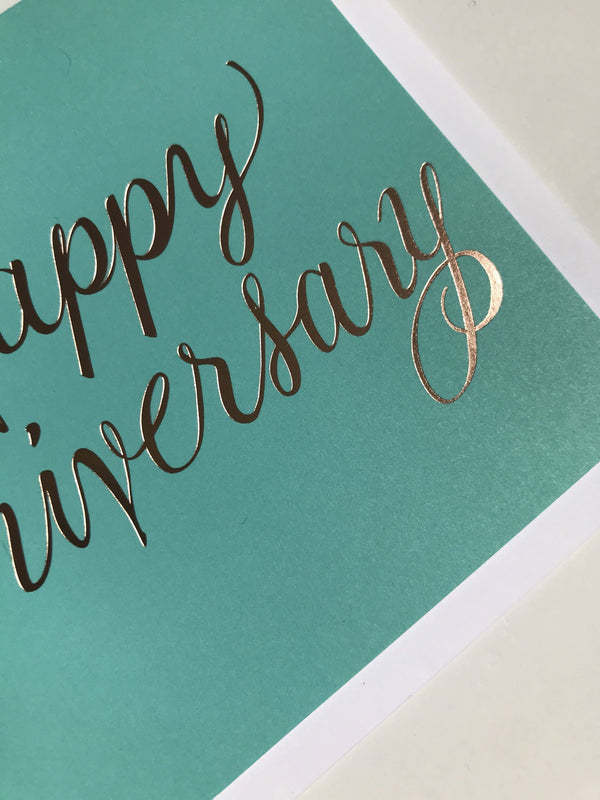 Rose Gold Foil Happy Anniversary Note Card