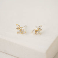 Harlowe Stud Earrings | Cubic Zirconia Studs | Pearl Accent