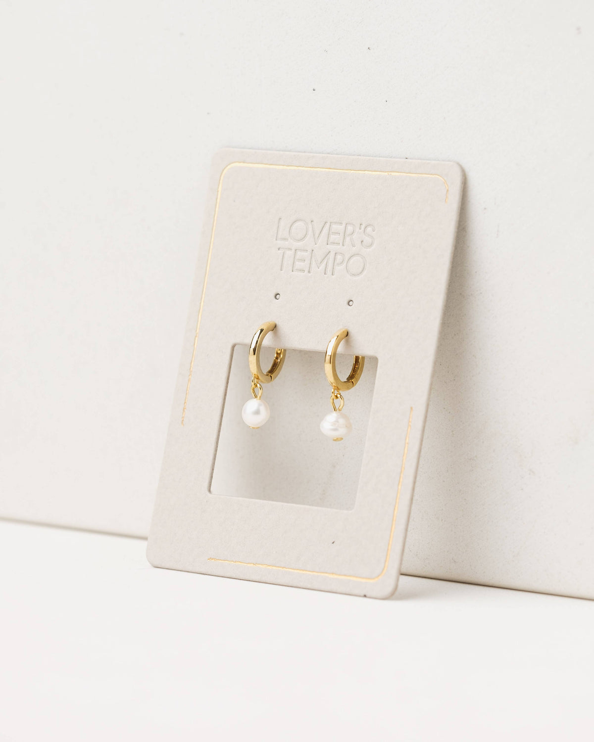 Amari Pearl Huggie Drop Hoop Earrings