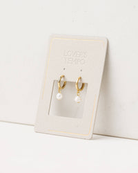 Amari Pearl Huggie Drop Hoop Earrings