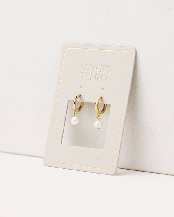 Amari Pearl Huggie Drop Hoop Earrings