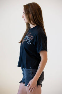Texas Starlite Sequin Semi-Cropped Oversized Band Tee