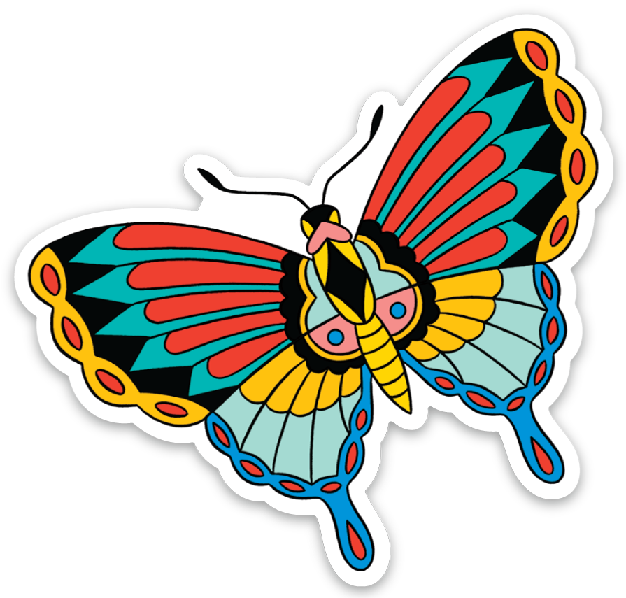 Butterfly Tattoo Art Die Cut Sticker