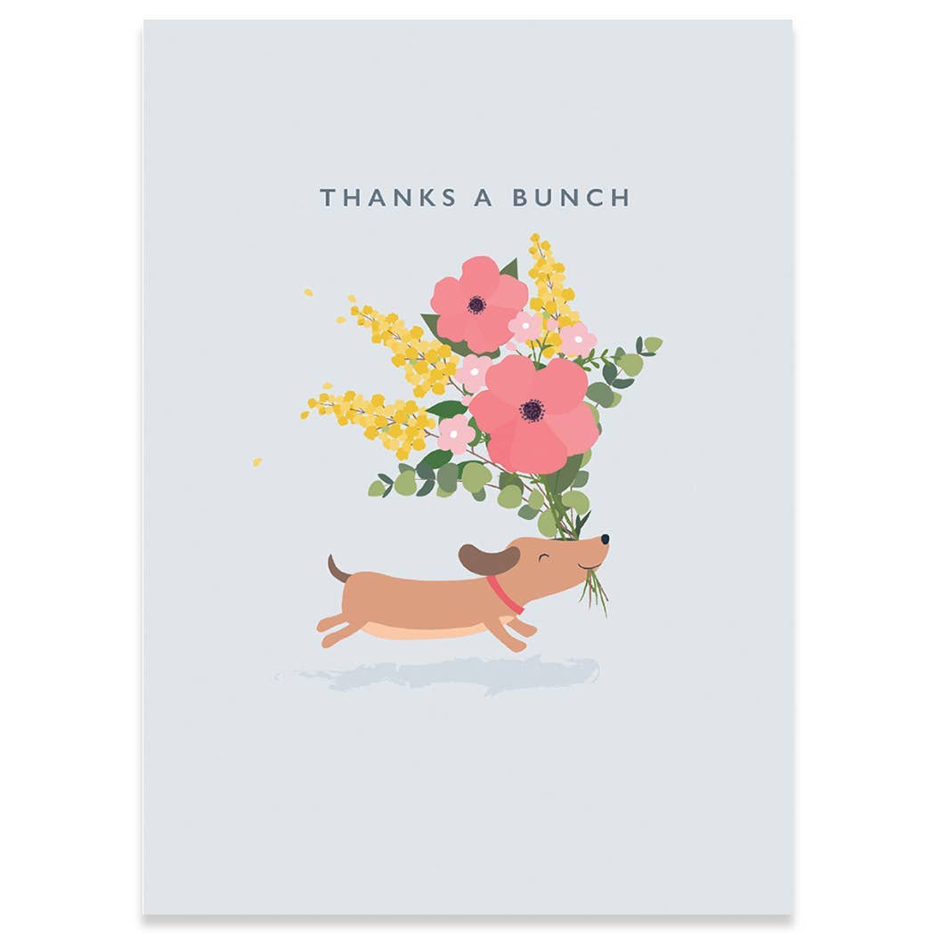 DOG WITH FLOWERS THANK YOU GREETING CARD 4.5 x 6.25"