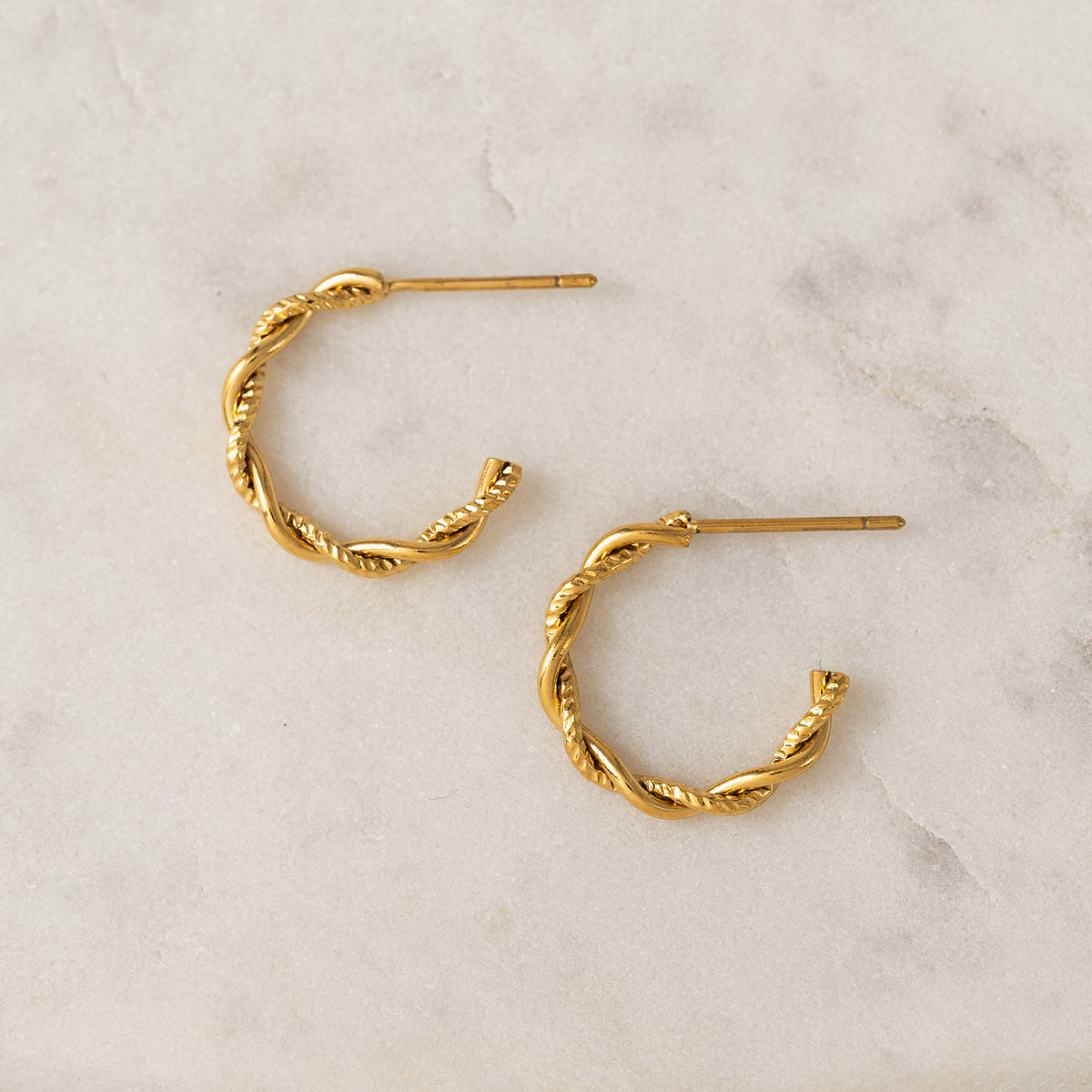 Josie Earrings | Twisted Hoops | Waterproof Gold Earrings