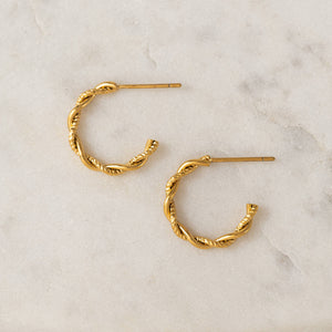 Josie Earrings | Twisted Hoops | Waterproof Gold Earrings