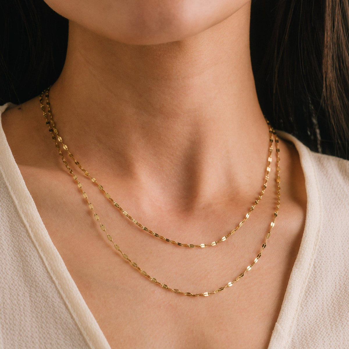 Ray Layered Necklace | Two-Chain Necklace | 18K Gold PVD