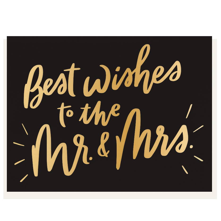 Best Wishes Mr & Mrs Wedding Gold Foil Greeting Card