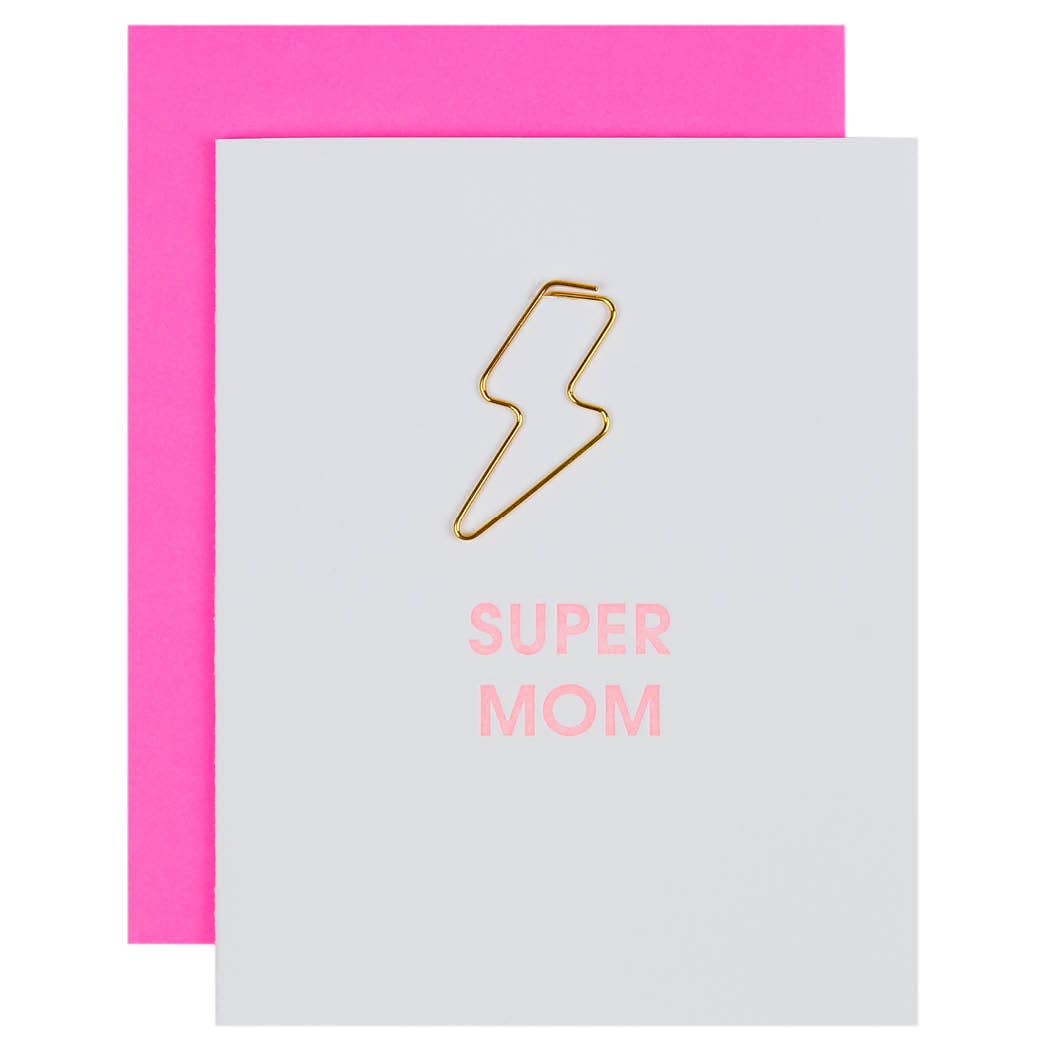 Super Mom - Lightning Bolt Paper Clip Card - Mother's Day