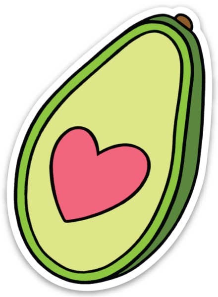 Avocado Heart Die Cut Sticker