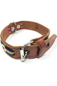 Colorful Pink/Purple Leather Pet Collar: Small