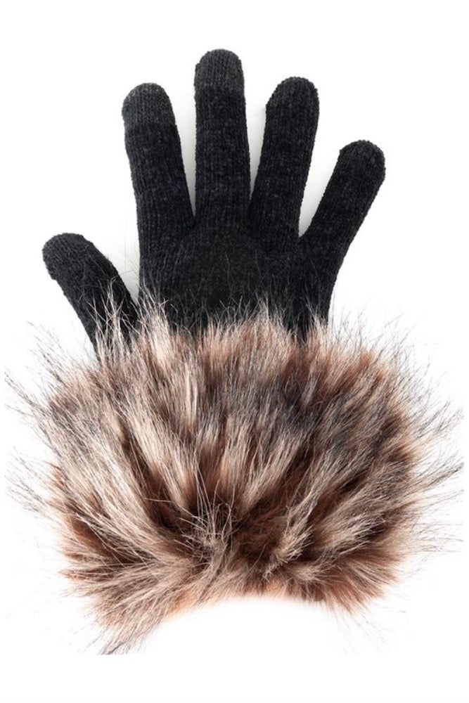 Spotted Wolf Faux Fur Trimmed Tech Gloves