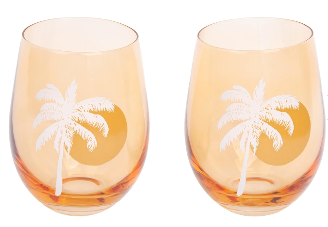 Palm Stemless Glass Tumblers