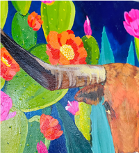 "Longhorn and Cacti" 24in x 36in Original Painting By Sarah Donovan