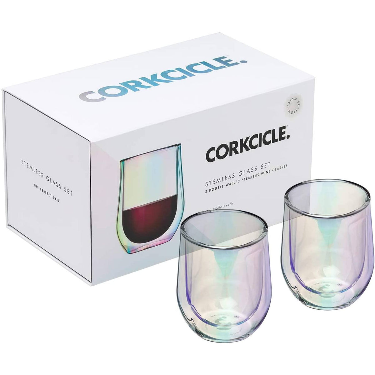 Corkcicle Stemless Glass Set - Prism Double Pack
