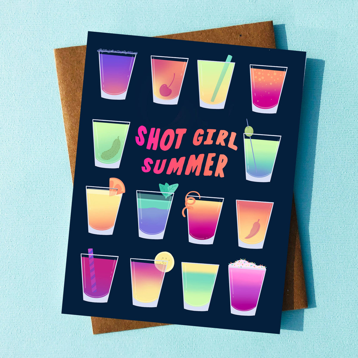 Shot Girl Summer Funny Birthday Card Punny Best Friend Card