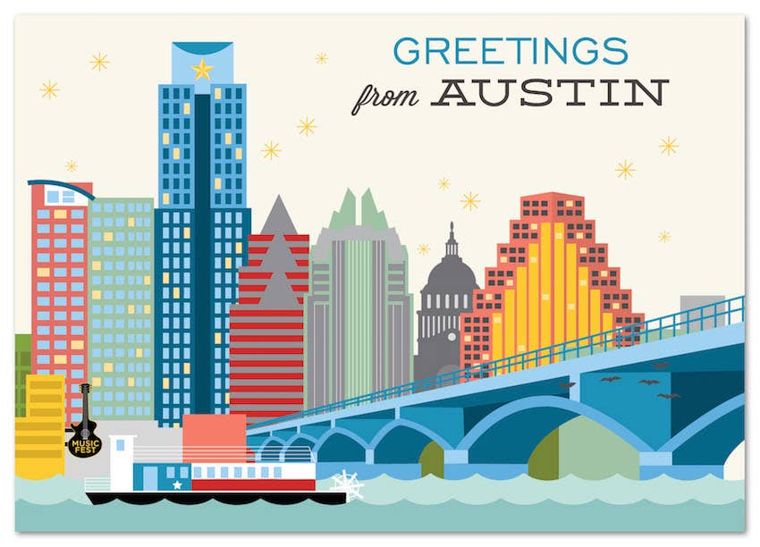Greetings from Austin Skyline Postcard