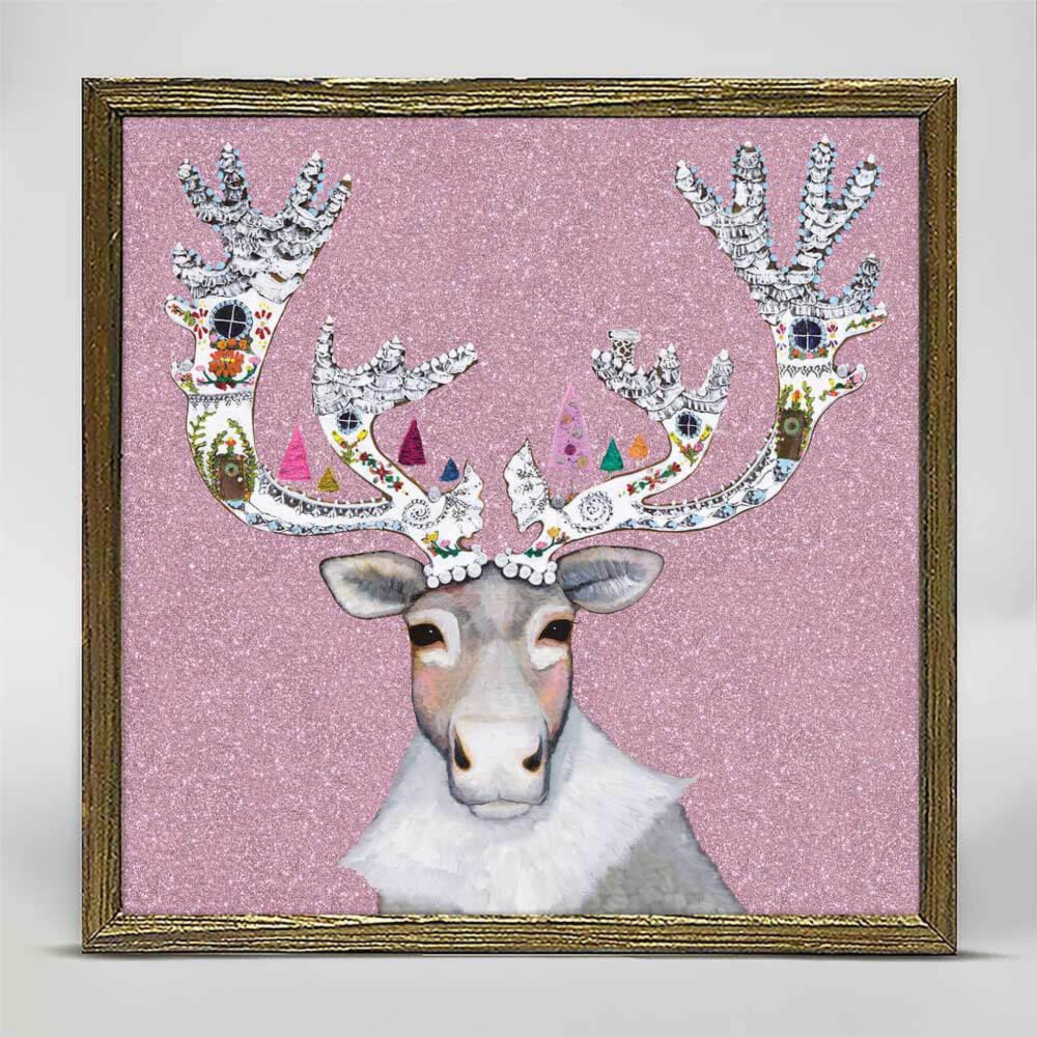 Gingerbread Caribou Pink Embellished Mini Framed Canvas 6x6 –  shopthetreehouse