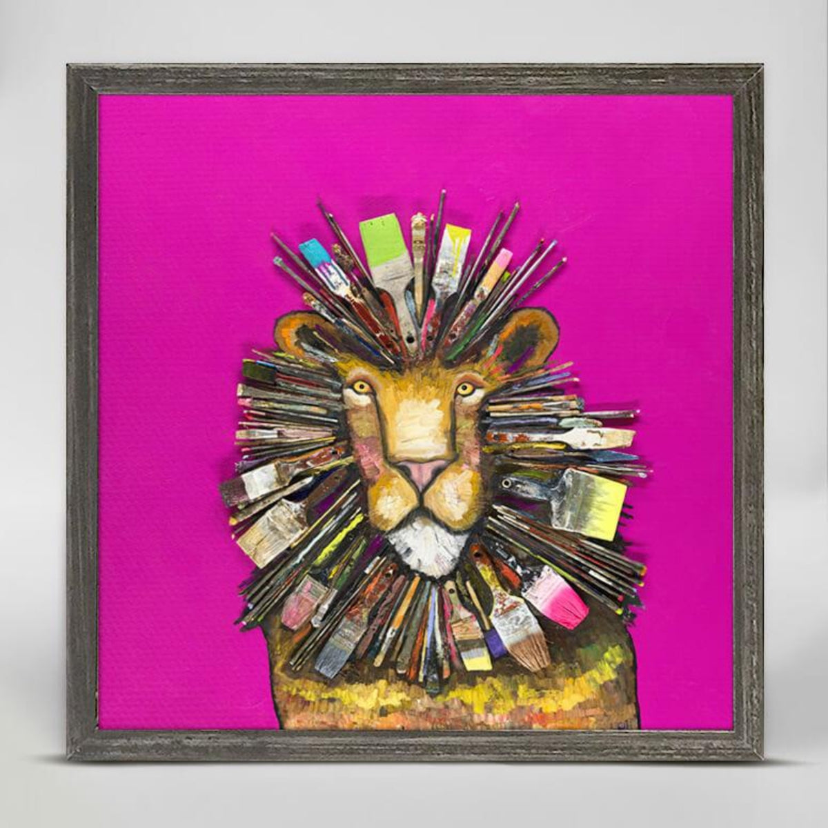 Paintbrush Lion Mini Framed Canvas 6x6